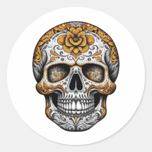 Sugar Skull Halloween Día de Muertos  Classic Round Sticker