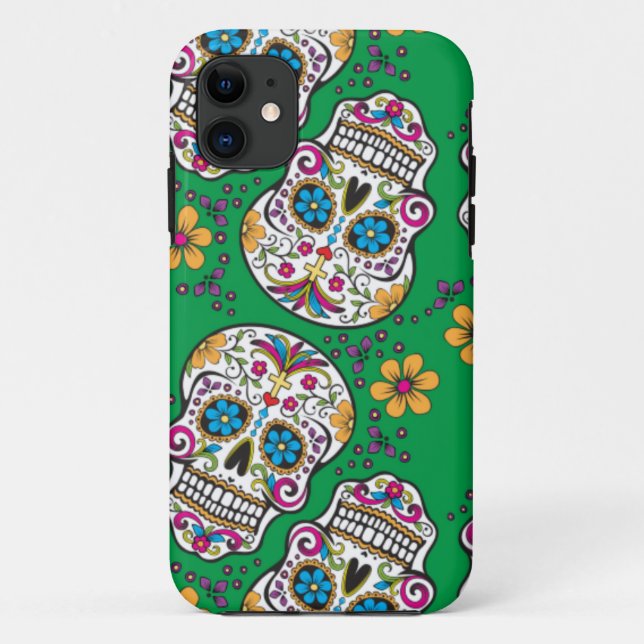 Sugar Skull Halloween Green Case-Mate iPhone Case (Back)
