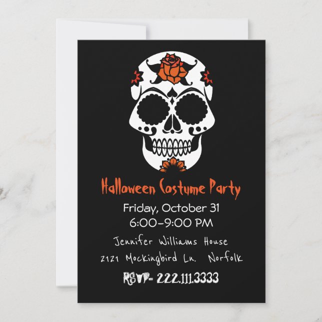 Sugar Skull Halloween Party Invitation (Front)