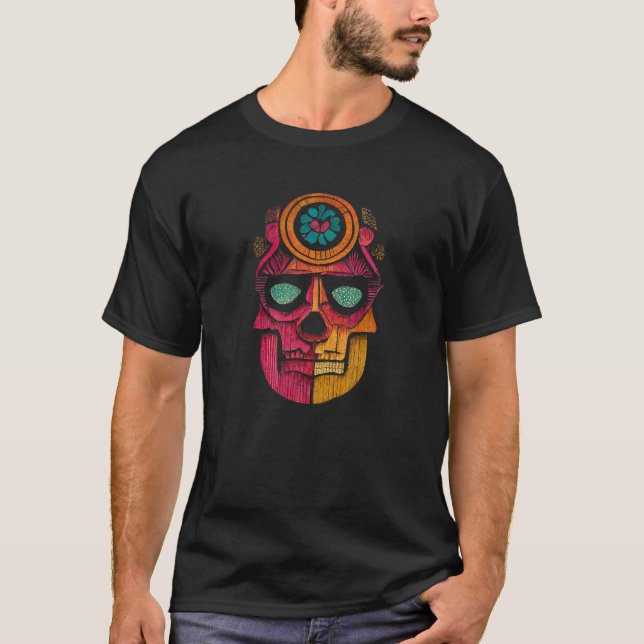 Sugar Skull Hand Illustration Simple Drawn Calaver T-Shirt (Front)