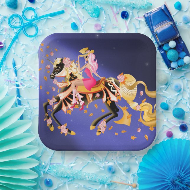 Sugar Skull Horse & Lady  Paper Plate (Party)