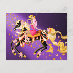 Sugar Skull Horse & Lady Purple Postcard