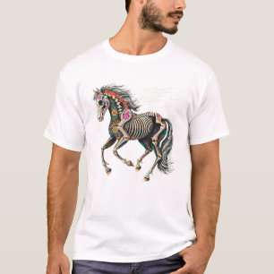 Sugar skull horse skeleton De Los Muertos Mexican T-Shirt