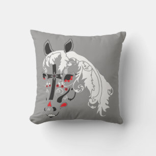 sugar skull horse throw pillow