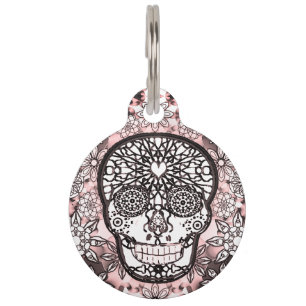 Sugar Skull in Pink Pet Tag