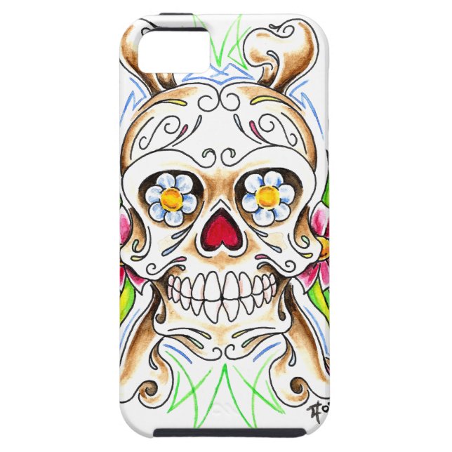 Sugar Skull Iphone 5 Tough Case (Back)