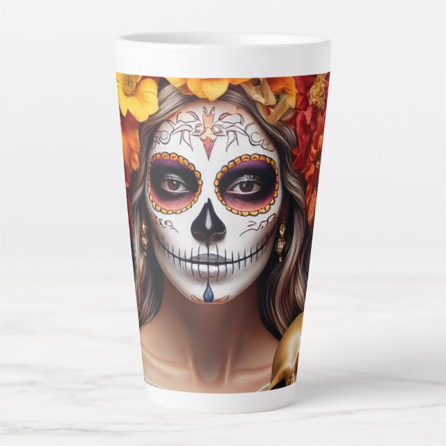 Sugar Skull Lady Latte Mug (Front)