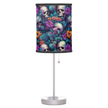 Sugar Skull Lamp Purple Dark Skulls