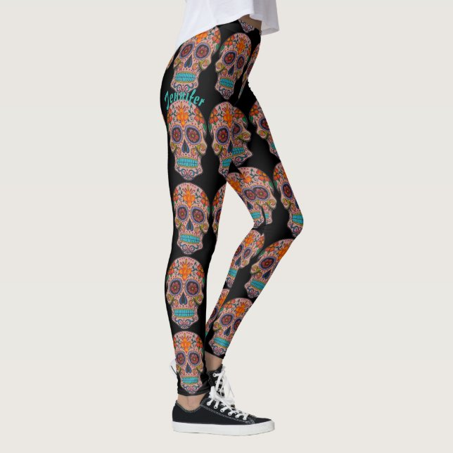 Sugar Skull Leggings Day of the Dead YOUR NAME (Right)