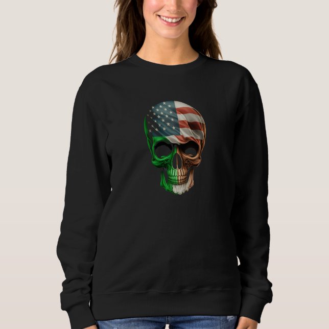 Sugar Skull Leprechaun St Patricks Saint Patrick's Sweatshirt (Front)