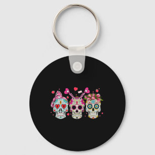 Sugar Skull Lovers Valentine's Day Couple Matching Keychain