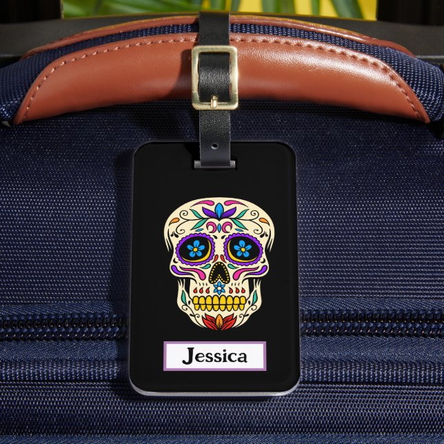 Sugar Skull Luggage Tag (Front Insitu 2)