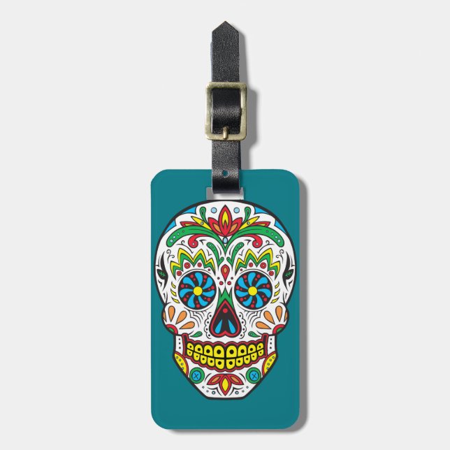Sugar Skull Luggage Tag (Front Vertical)