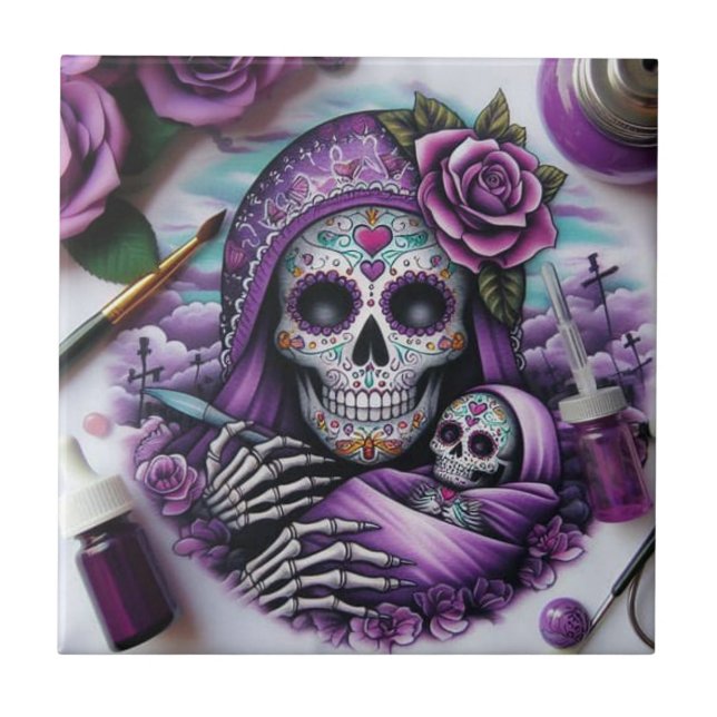 Sugar Skull Mama Tile (Front)