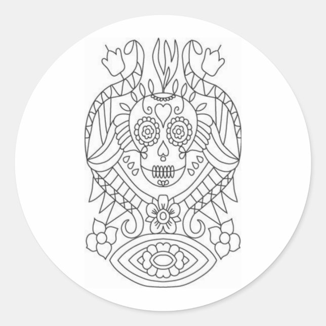 Sugar Skull Matte Color Yself Stickers (Devant)