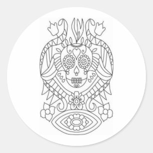 Sugar Skull Matte Colour Yourself Stickers