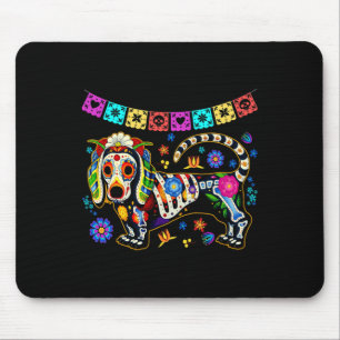 Sugar Skull Mexican Dachshund Bone Halloween Day O Mouse Pad