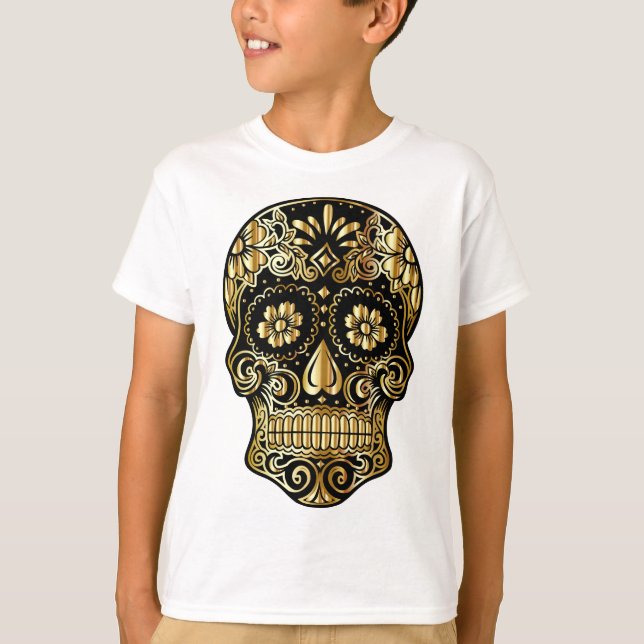 Sugar Skull Mexican Day of the Dead Cultural Art T-Shirt (Front)