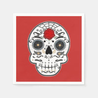 Sugar Skull Mexican Spanish Skeleton Red Rose