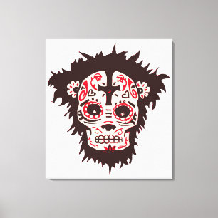sugar skull monkey canvas print