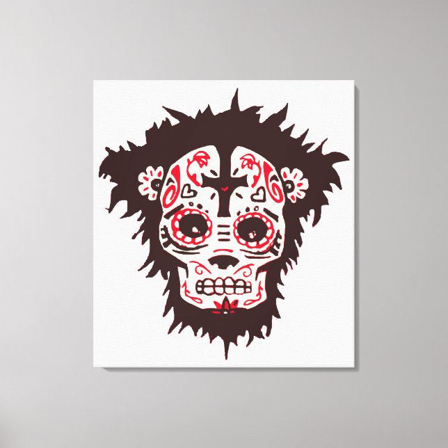 sugar skull monkey canvas print (Front)