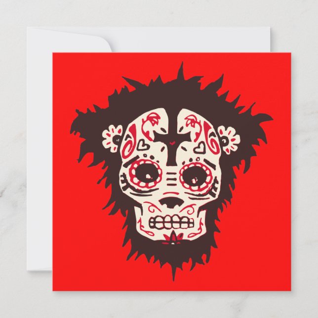 sugar skull monkey invitation (Front)