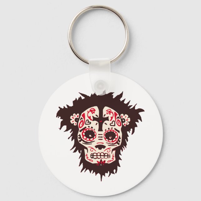 sugar skull monkey keychain (Front)