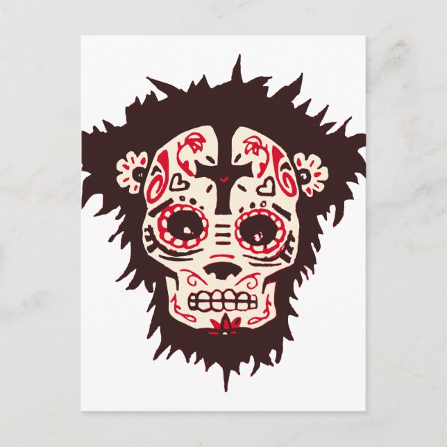 sugar skull monkey postcard (Front)