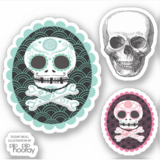 Sugar Skull n Crossbones Cameo Tattoo Cut