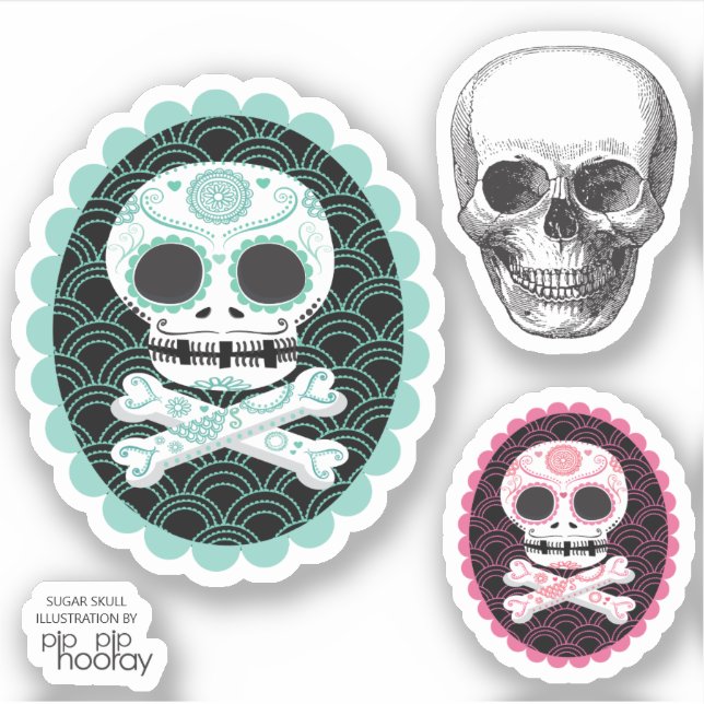 Sugar Skull n Crossbones Cameo Tattoo Cut (Front)