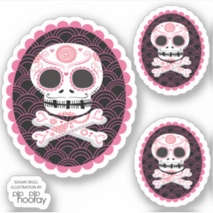 Sugar Skull n Crossbones Cameo Tattoo Cut