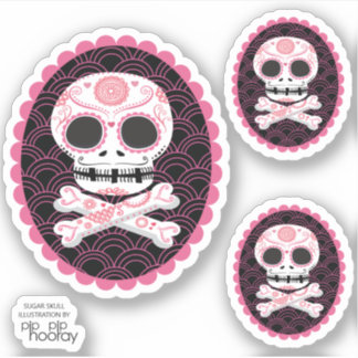 Sugar Skull n Crossbones Cameo Tattoo Cut