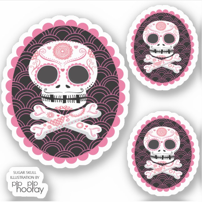 Sugar Skull n Crossbones Cameo Tattoo Cut (Front)