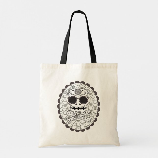 Sugar Skull n Crossbones Pirate  Book Shopping Tote Bag (Back)