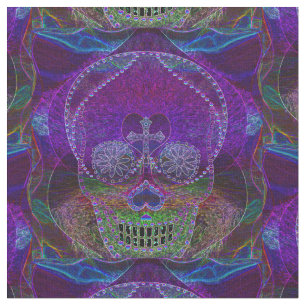Sugar Skull Neon Pink Fabric