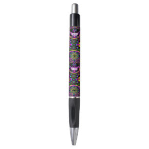 Sugar Skull Neon Pink Pen
