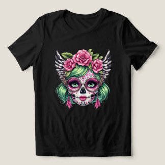 Sugar Skull Nerd Big Glasses Floral Crown Tri-Blend Shirt