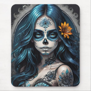 Sugar Skull no 8 blue Mouse Pad