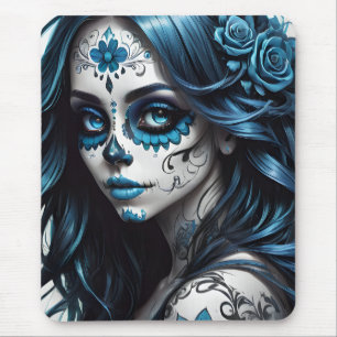 Sugar Skull no 9 blue Mouse Pad