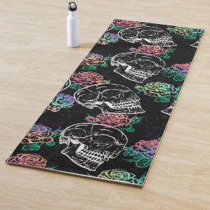 Sugar Skull Ombre Roses   Girly Pastel Grunge Glam Yoga Mat