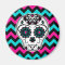Sugar skull on chevron stripes pattern