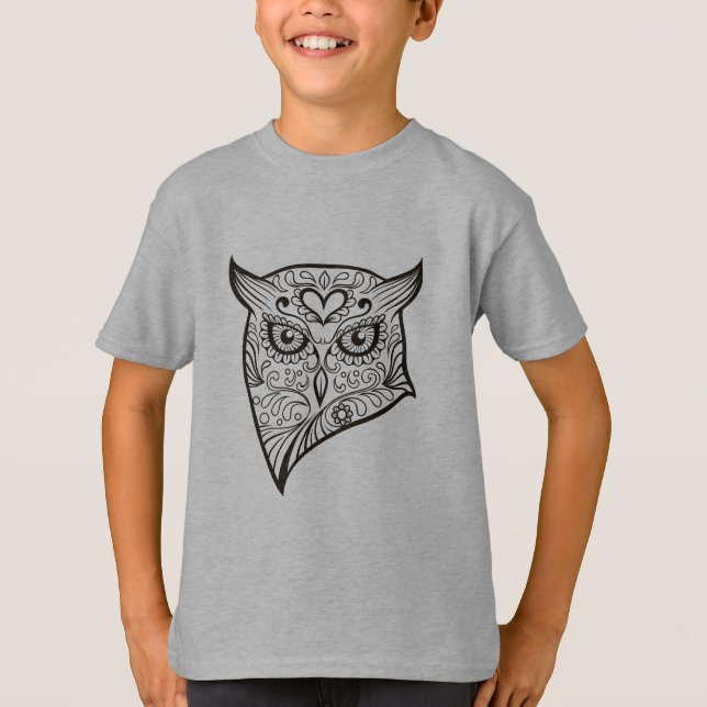 Sugar Skull Owl Head T-Shirt (Front)