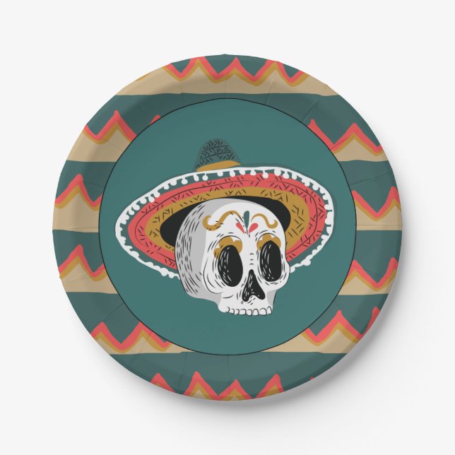 Sugar Skull Paper Plate (Front)