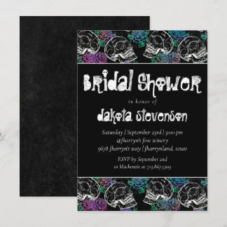 Sugar Skull Pastel Roses | Ombre Bridal Shower Invitation