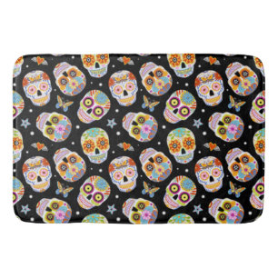 Sugar Skull Pattern Bath Mat