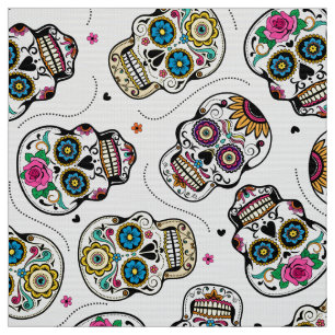 Sugar skull pattern colourful fun fabric