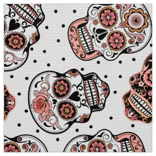 Sugar skull pattern colourful fun fabric