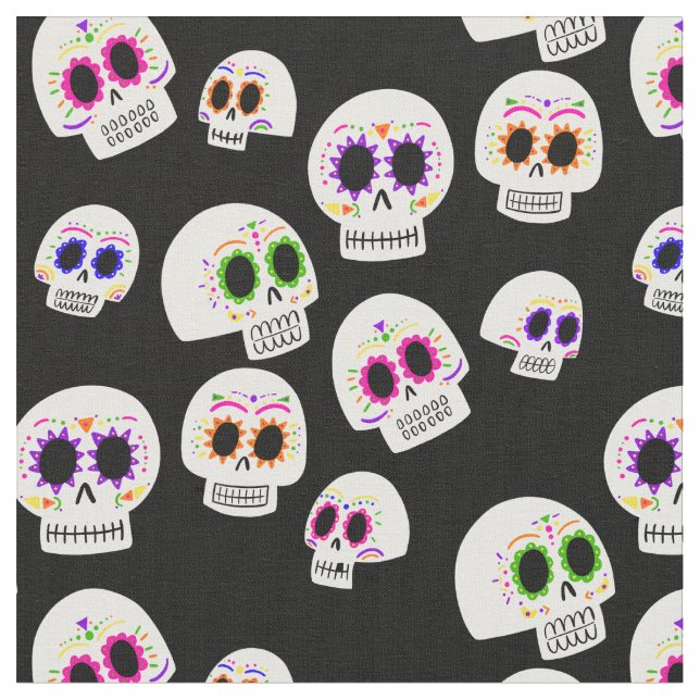 Sugar Skull Pattern Fabric (Close Up)