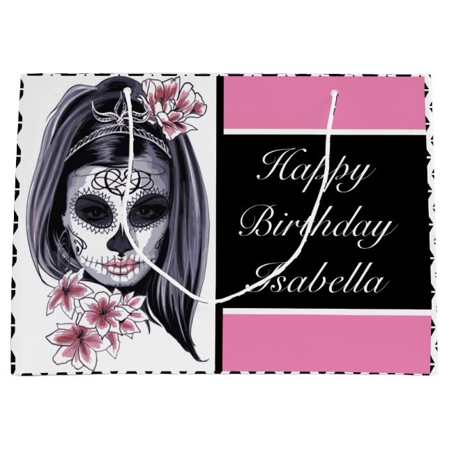 Sugar Skull Personalized Large Gift Bag (Front)