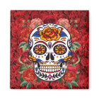 Sugar Skull Pink Red Roses Holidays Kitchen